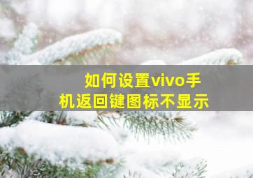 如何设置vivo手机返回键图标不显示