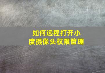 如何远程打开小度摄像头权限管理