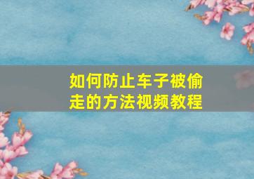 如何防止车子被偷走的方法视频教程