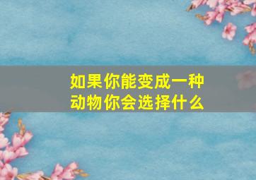 如果你能变成一种动物你会选择什么