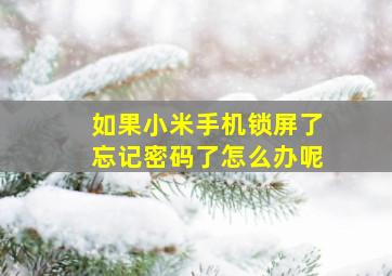 如果小米手机锁屏了忘记密码了怎么办呢