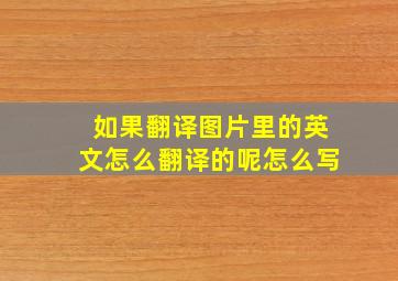 如果翻译图片里的英文怎么翻译的呢怎么写