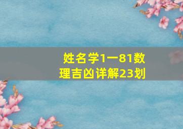 姓名学1一81数理吉凶详解23划