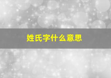 姓氏字什么意思