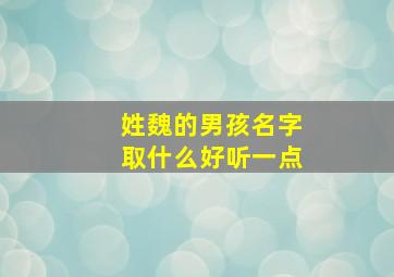 姓魏的男孩名字取什么好听一点