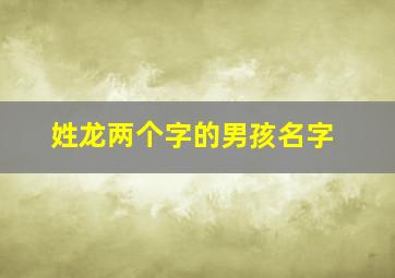 姓龙两个字的男孩名字