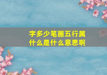 字多少笔画五行属什么是什么意思啊