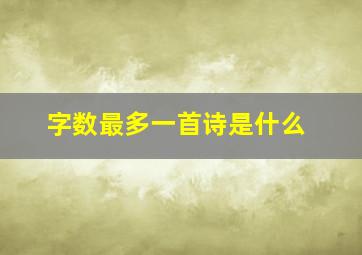 字数最多一首诗是什么