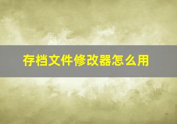 存档文件修改器怎么用