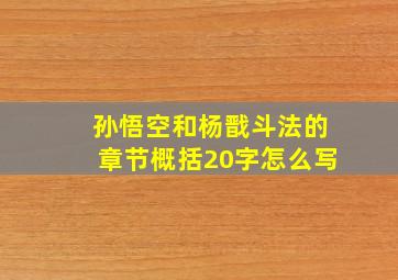 孙悟空和杨戬斗法的章节概括20字怎么写