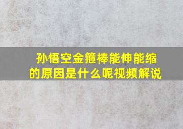 孙悟空金箍棒能伸能缩的原因是什么呢视频解说