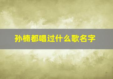 孙楠都唱过什么歌名字