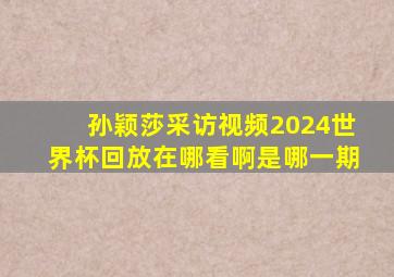 孙颖莎采访视频2024世界杯回放在哪看啊是哪一期