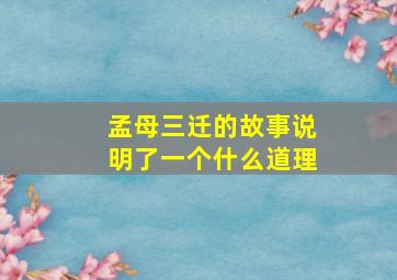 孟母三迁的故事说明了一个什么道理