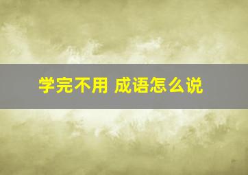 学完不用 成语怎么说