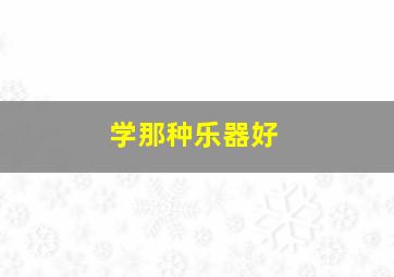 学那种乐器好