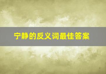 宁静的反义词最佳答案