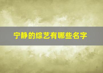 宁静的综艺有哪些名字