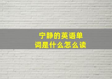 宁静的英语单词是什么怎么读