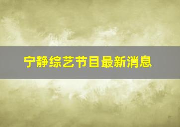 宁静综艺节目最新消息