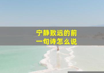 宁静致远的前一句诗怎么说