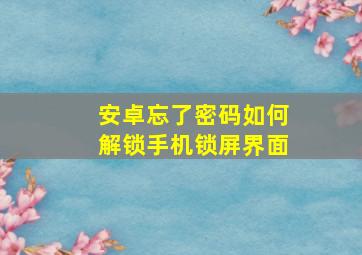 安卓忘了密码如何解锁手机锁屏界面