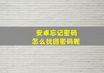 安卓忘记密码怎么找回密码呢