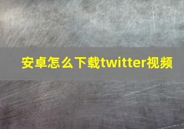 安卓怎么下载twitter视频