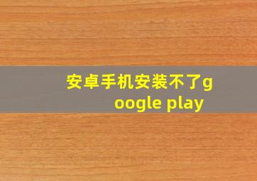 安卓手机安装不了google play