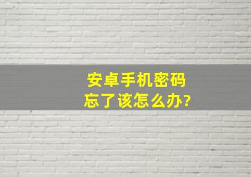 安卓手机密码忘了该怎么办?