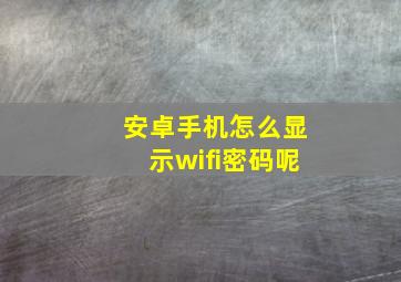 安卓手机怎么显示wifi密码呢