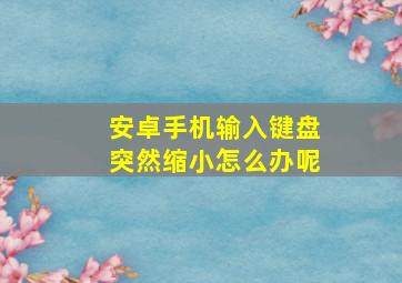 安卓手机输入键盘突然缩小怎么办呢