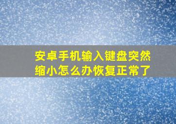 安卓手机输入键盘突然缩小怎么办恢复正常了