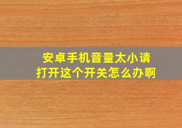 安卓手机音量太小请打开这个开关怎么办啊