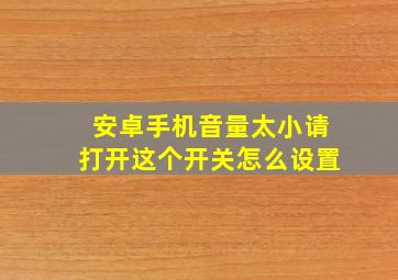 安卓手机音量太小请打开这个开关怎么设置