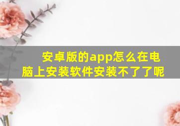 安卓版的app怎么在电脑上安装软件安装不了了呢