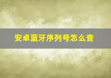 安卓蓝牙序列号怎么查