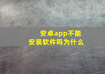 安卓app不能安装软件吗为什么