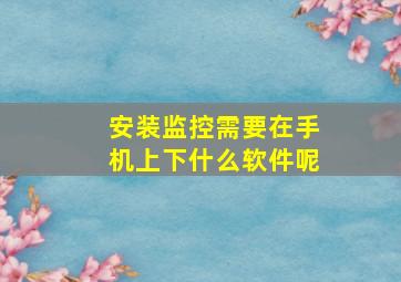 安装监控需要在手机上下什么软件呢