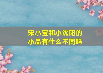 宋小宝和小沈阳的小品有什么不同吗