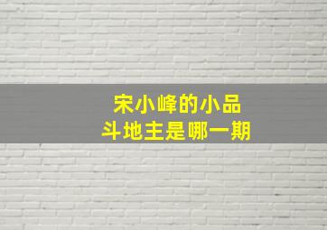 宋小峰的小品斗地主是哪一期