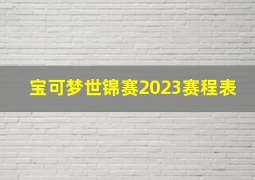 宝可梦世锦赛2023赛程表