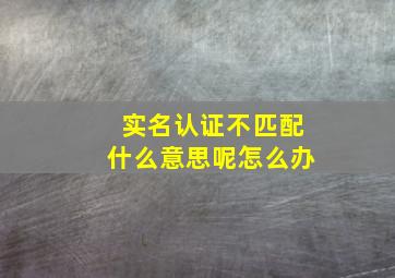 实名认证不匹配什么意思呢怎么办