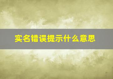 实名错误提示什么意思