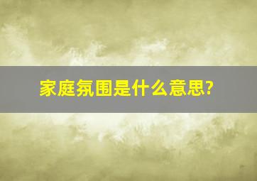 家庭氛围是什么意思?