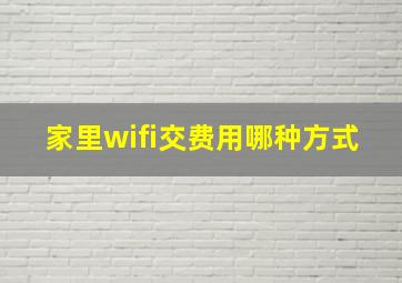 家里wifi交费用哪种方式