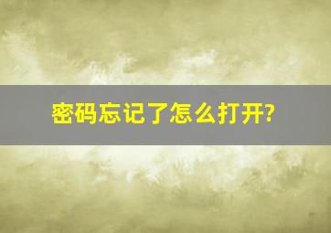 密码忘记了怎么打开?