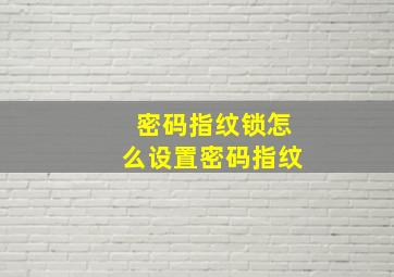 密码指纹锁怎么设置密码指纹