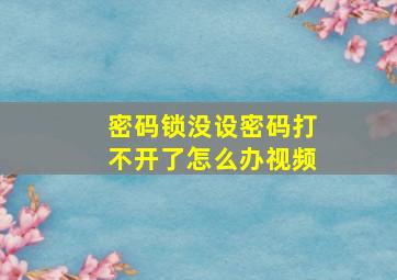 密码锁没设密码打不开了怎么办视频