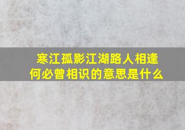 寒江孤影江湖路人相逢何必曾相识的意思是什么